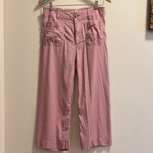 Maeve Colette Linen Cropped Straight-Leg Pants
